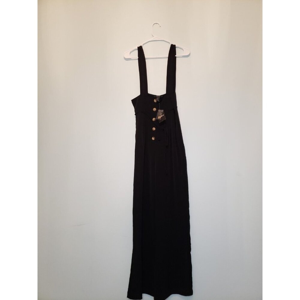 Forever 21 Women's Sz S Black Jumpsuit One Piece Sleeveless Button Front NWT